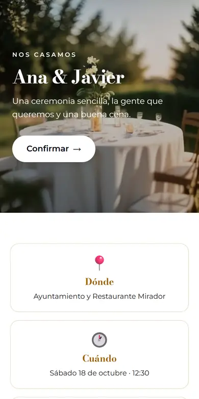 Vista de la plantilla Boda civil minimal