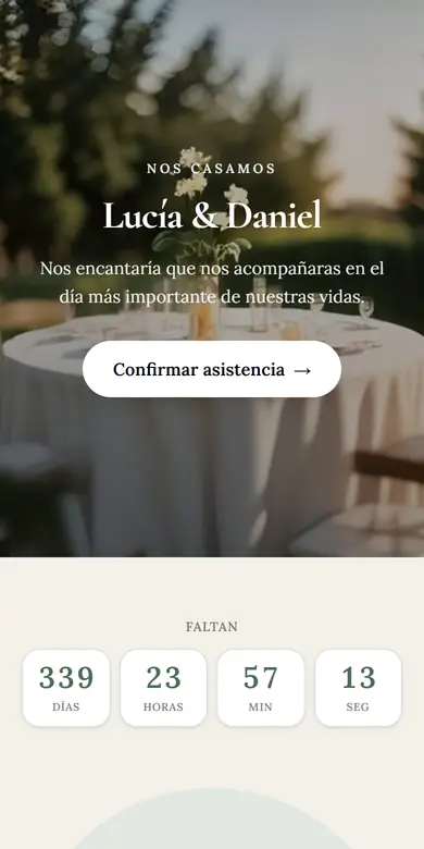 Vista de la plantilla Boda editorial