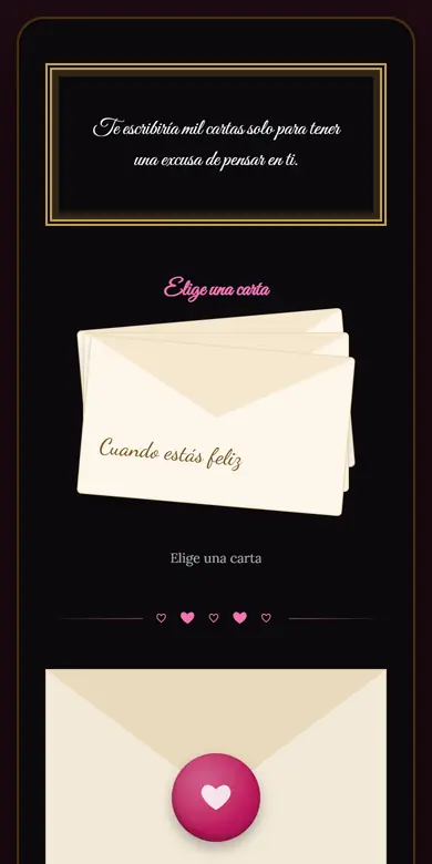 Vista de la plantilla Cartas de amor