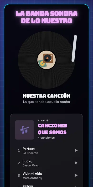 Vista de la plantilla Nuestra playlist